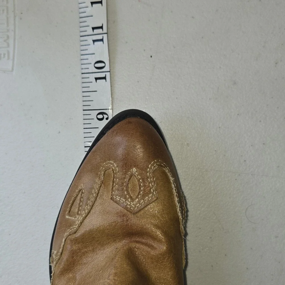 Flex West Liberty Kids Tan Western Cowgirl Boots Teal Embroidery Size 2M AB252